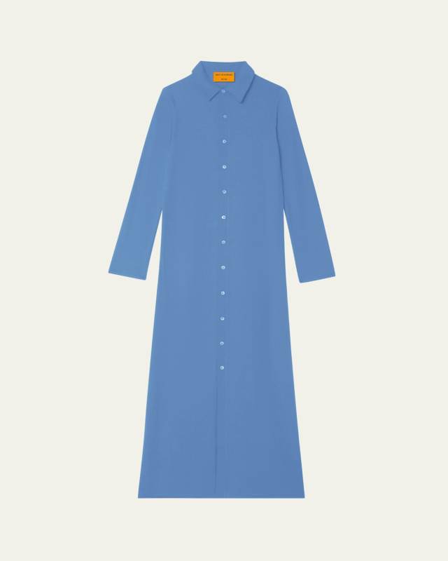 Showtime Silk-Linen Maxi Shirtdress